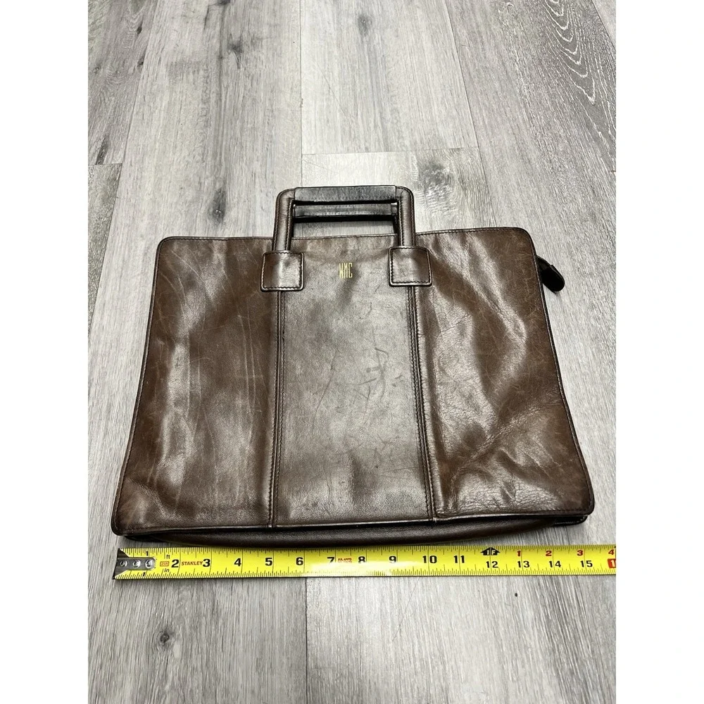 Vintage Mark Cross Brown Leather Portfolio Zippered Bag Briefcase Bag